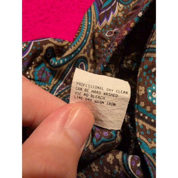 Vintage Laura Jean Paisley Skirt Size 10 Rayon Midi Boho 80s 90s Made in USA - Picture 7 of 7